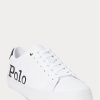 Baskets en cuir blanches et noires à logo Longwood pour homme Ralph Lauren Baskets en cuir blanches et noires à logo Longwood pour homme Ralph Lauren