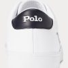 Baskets en cuir blanches et noires à logo Longwood pour homme Ralph Lauren Baskets en cuir blanches et noires à logo Longwood pour homme Ralph Lauren