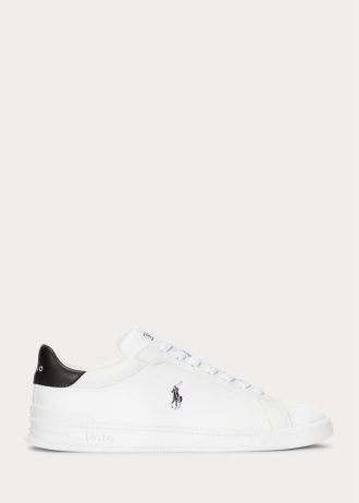 Baskets en cuir blanches/noires Ralph Lauren Heritage Court II pour homme