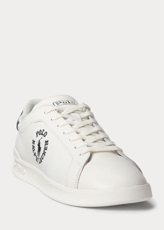 Baskets en cuir blanches/noires Ralph Lauren Heritage Court II pour homme
