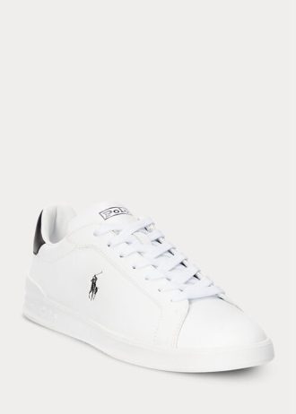 Baskets en cuir blanches/noires Ralph Lauren Heritage Court II pour homme