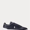 Baskets en cuir bleu marine/blanc Ralph Lauren Heritage Court II pour homme
