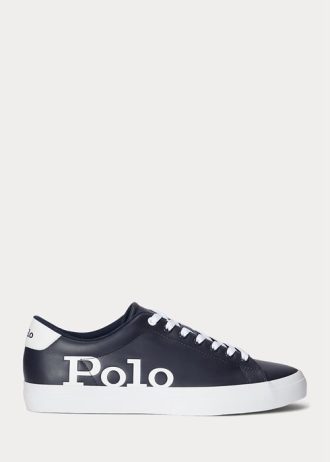 Baskets en cuir bleu marine/blanc Ralph Lauren Longwood pour homme