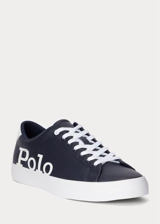 Baskets en cuir bleu marine/blanc Ralph Lauren Longwood pour homme
