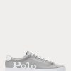 Baskets en cuir gris/blanc à logo Longwood pour homme Ralph Lauren Baskets en cuir gris/blanc à logo Longwood pour homme Ralph Lauren