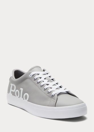 Baskets en cuir gris/blanc à logo Longwood pour homme Ralph Lauren