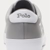 Baskets en cuir gris/blanc à logo Longwood pour homme Ralph Lauren Baskets en cuir gris/blanc à logo Longwood pour homme Ralph Lauren
