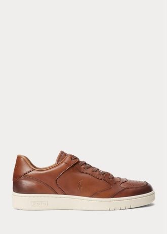 Baskets en cuir marron Ralph Lauren Court pour homme