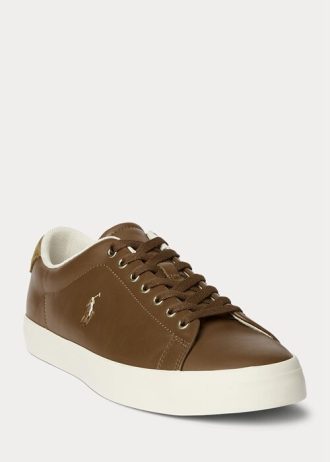 Baskets en cuir marron Ralph Lauren Longwood pour homme