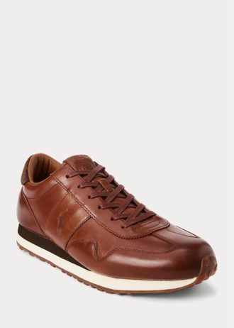 Baskets en cuir marron Ralph Lauren Train 85 pour homme