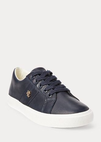 Baskets en cuir nappa bleu marine Ralph Lauren Janson II pour femme