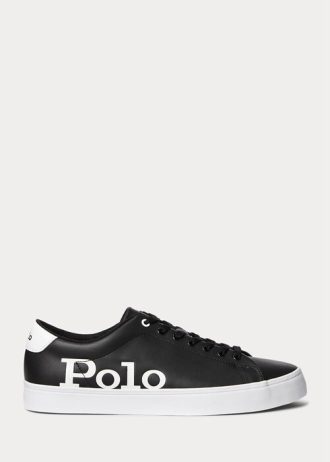 Baskets en cuir noir/blanc à logo Longwood Ralph Lauren pour homme
