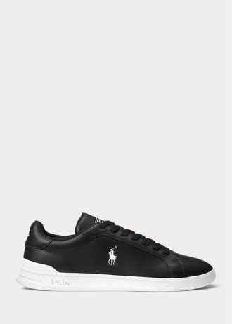 Baskets en cuir noir/blanc Ralph Lauren Heritage Court II pour homme