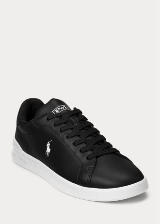 Baskets en cuir noir/blanc Ralph Lauren Heritage Court II pour homme