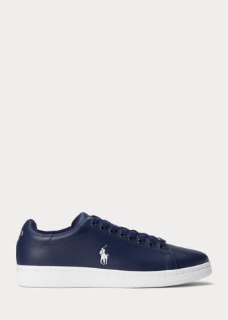 Baskets en cuir Wilton bleu marine/blanc pour homme Ralph Lauren