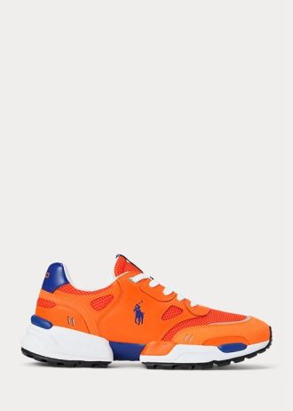 Baskets en daim et maille orange/royal Ralph Lauren Jogger pour homme