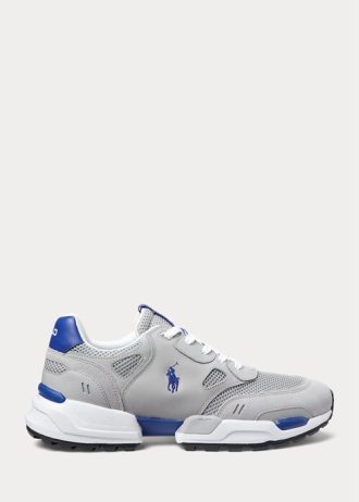 Baskets en daim et maille Ralph Lauren Jogger grises/royales pour homme
