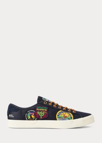 Baskets en sergé bleu marine avec patch logo Nelson Ralph Lauren pour homme