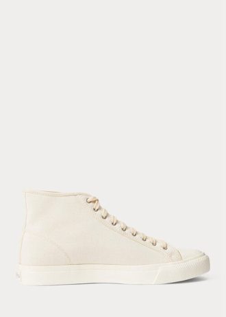 Baskets en toile crème Ralph Lauren Mayport pour homme