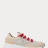 Baskets en tricot gris clair Ralph Lauren Trackster 200II pour homme Baskets en tricot gris clair Ralph Lauren Trackster 200II pour homme