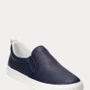 Baskets à enfiler en cuir bleu marine avec logo Ralph Lauren Haddley pour femme