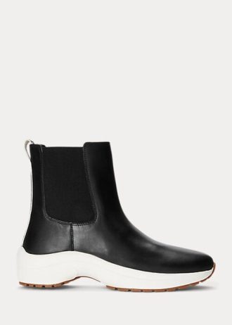 Baskets à enfiler en cuir bruni Rylee Ralph Lauren noires pour femmes