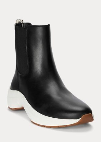 Baskets à enfiler en cuir bruni Rylee Ralph Lauren noires pour femmes