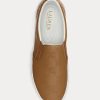 Baskets à enfiler en cuir marron avec logo Ralph Lauren Haddley pour femme Baskets à enfiler en cuir marron avec logo Ralph Lauren Haddley pour femme