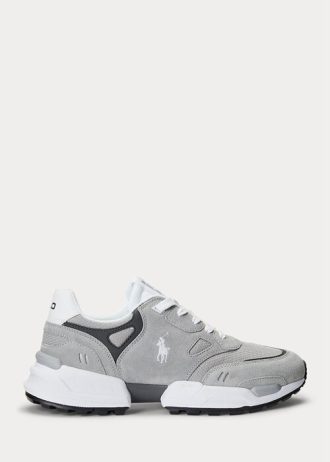 Baskets grises en daim et maille Ralph Lauren Jogger pour homme
