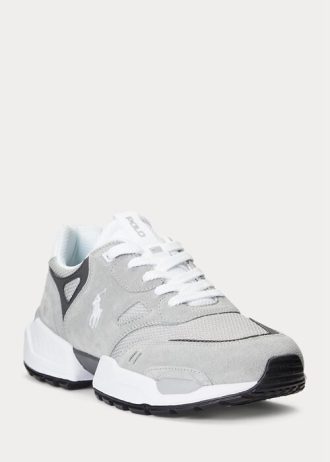 Baskets grises en daim et maille Ralph Lauren Jogger pour homme