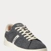 Baskets grises en flanelle Ralph Lauren Heritage Court II pour homme Baskets grises en flanelle Ralph Lauren Heritage Court II pour homme