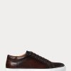 Baskets marron foncé en cuir de veau bruni Severn de Ralph Lauren pour homme Baskets marron foncé en cuir de veau bruni Severn de Ralph Lauren pour homme
