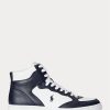 Baskets montantes en cuir bleu marine/blanc Ralph Lauren Court pour homme