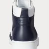 Baskets montantes en cuir bleu marine/blanc Ralph Lauren Court pour homme