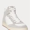 Baskets montantes en cuir et daim Ralph Lauren Court grises/blanches pour homme Baskets montantes en cuir et daim Ralph Lauren Court grises/blanches pour homme