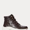 Baskets montantes en cuir gaufré Rylee marron Ralph Lauren pour femme