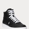 Baskets montantes en cuir Ralph Lauren Court noires et blanches pour homme Baskets montantes en cuir Ralph Lauren Court noires et blanches pour homme