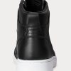 Baskets montantes en cuir Ralph Lauren Court noires et blanches pour homme Baskets montantes en cuir Ralph Lauren Court noires et blanches pour homme