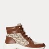 Baskets montantes marron Ralph Lauren Rylee Monogram Jacquard pour femme Baskets montantes marron Ralph Lauren Rylee Monogram Jacquard pour femme