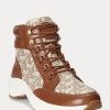 Baskets montantes marron Ralph Lauren Rylee Monogram Jacquard pour femme Baskets montantes marron Ralph Lauren Rylee Monogram Jacquard pour femme