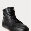 Baskets montantes noires en cuir de veau Jaemyn pour homme Ralph Lauren