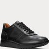 Baskets noires en cuir de veau Ralph Lauren Ethan pour homme Baskets noires en cuir de veau Ralph Lauren Ethan pour homme