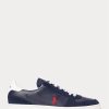 Baskets Ralph Lauren Court en cuir et daim bleu marine/rouge pour homme
