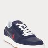 Baskets Ralph Lauren Court en cuir et daim bleu marine/rouge pour homme