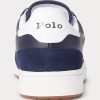 Baskets Ralph Lauren Court en cuir et daim bleu marine/rouge pour homme