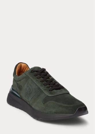 Baskets Ralph Lauren Ethan en daim de veau vert foncé pour homme