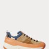 Baskets Ralph Lauren Harmon en cuir et denim marron/indigo pour homme Baskets Ralph Lauren Harmon en cuir et denim marron/indigo pour homme