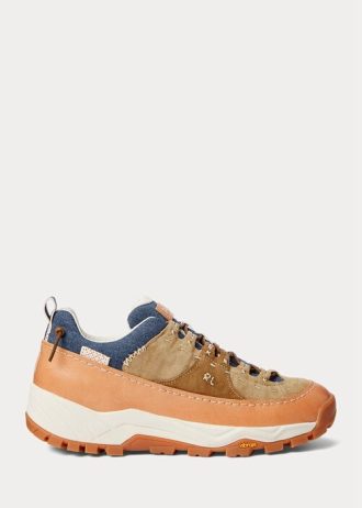 Baskets Ralph Lauren Harmon en cuir et denim marron/indigo pour homme