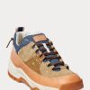 Baskets Ralph Lauren Harmon en cuir et denim marron/indigo pour homme Baskets Ralph Lauren Harmon en cuir et denim marron/indigo pour homme