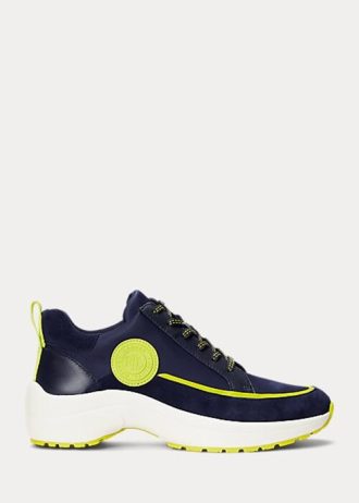Baskets Ralph Lauren Reaghan en cuir et daim bleu marine pour femme